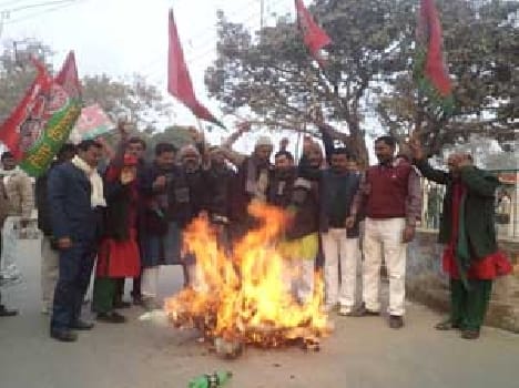 Burnt Effigy of PM