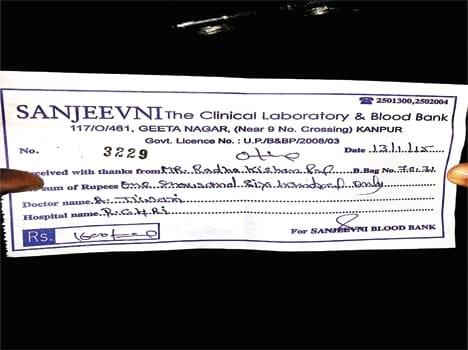 Blood sold  from unauthorised blood bank