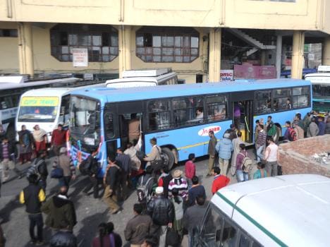 hrtc Conductor forcibly lowered halfway elderly couple.
