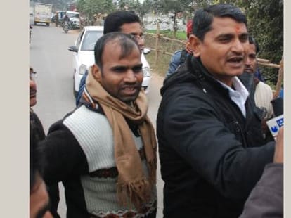 Protest against Priyanka Vadra in Raebareli.