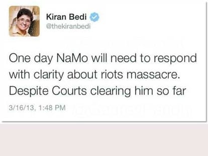 Kiran bedi is on top trend at social media in delhi