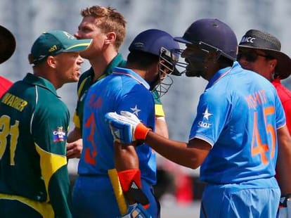 david warner punished by icc for misbehave with rohit sharma