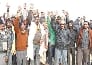 The villagers surrounded the SP office