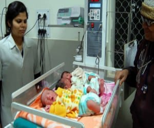 woman gave birth to three child.
