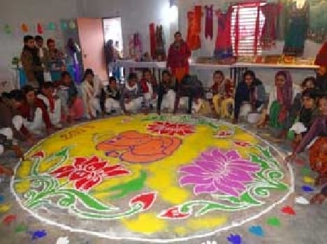 Rangoli competition in Gujarati mother College