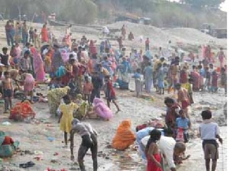 After bathing ghats on the Ganges charity