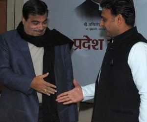 akhilesh meets nitin gadkari.