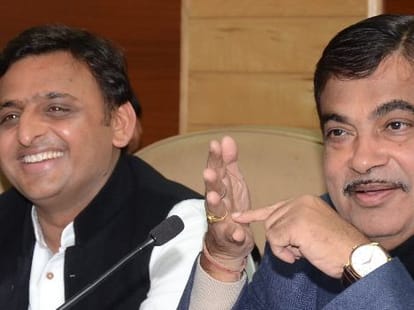 akhilesh meets nitin gadkari.