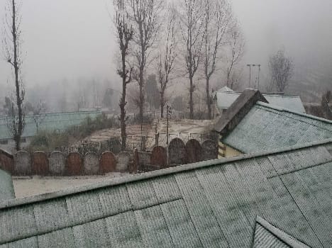 Munsyari city snow flake falls