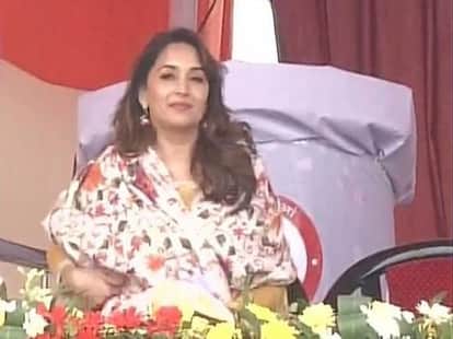 Prime Minister Narendra Modi and Madhuri Dixit in Haryana