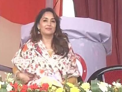 Prime Minister Narendra Modi and Madhuri Dixit in Haryana
