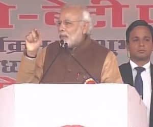 Prime Minister Narendra Modi and Madhuri Dixit in Haryana