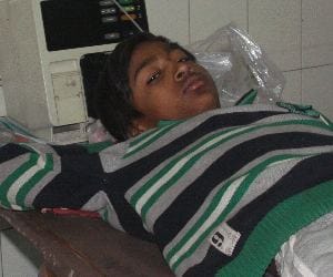 child trapped in sewerage pipe line