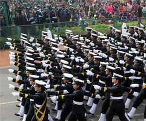 School children participate in the Republic Day rehearsals