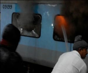 fire in Passenger train in haryana