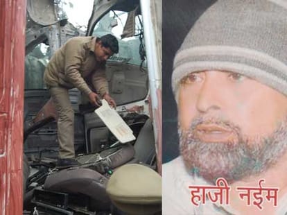 police raid on looted vehicles godown.
