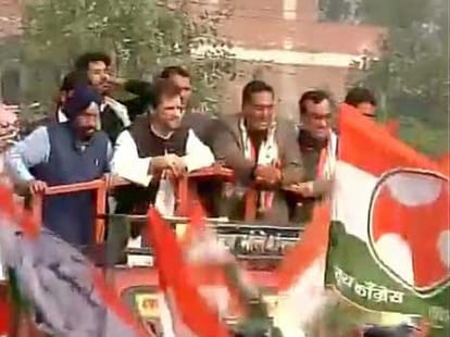 Rahul gandhi's road show in Delhi.