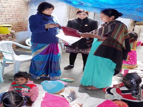 dm inspected aanganbadi kendra