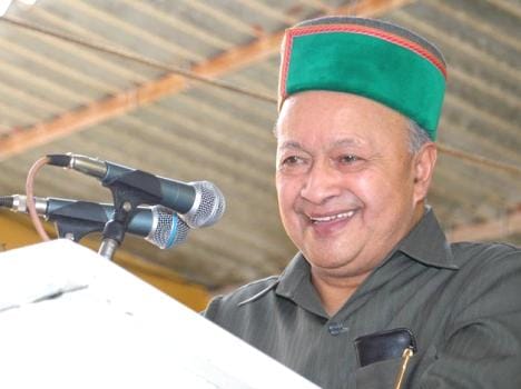 cm virbhadra singh addressed people in nagrota kangra.