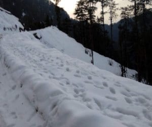  road block after heavy snowfall