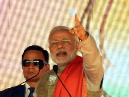 Modi's rally in delhi and comment on Obama's visit