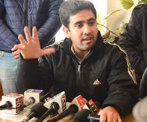 yuva congress president vikramaditya singh press conference in shimla.