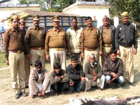 Meat , including five people arrested