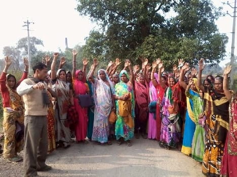 Women agitation  at the police station