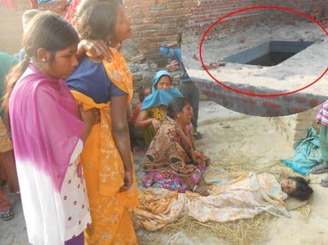 girl child sank into toilet tank.