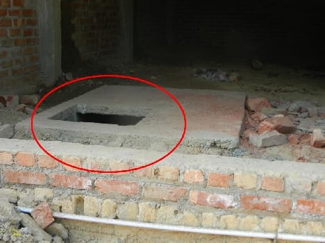 Safety tank lid planted in several houses under construction