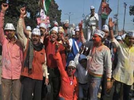 AAP partyman celebrates victory