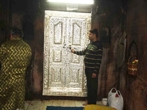 gate of bankebihari temple has been decorated by 20 kg silver