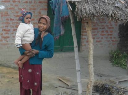 A woman leaves husband house for toilet.