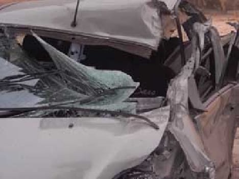 Damaged car after road accident