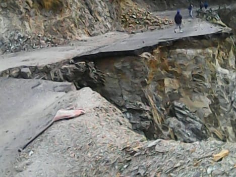 Jammu Srinagar National Highway washed away at Magarkot in Ramban