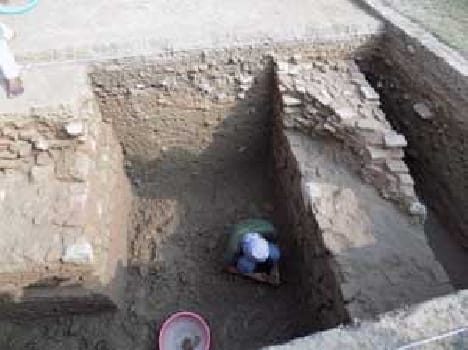 Lkuri brick wall found in excavations