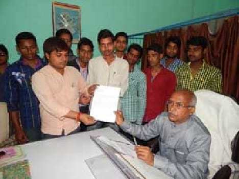 students encircled the principal