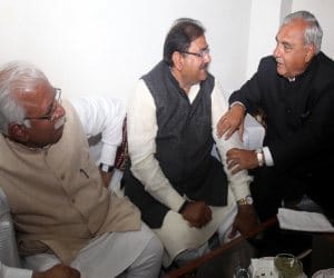 Bhupinder Singh Hooda, Manohar Lal Khattar, Abhay Chautala in an Event