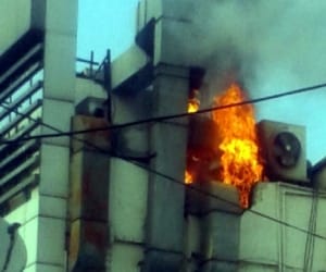 restaurant caught fire.