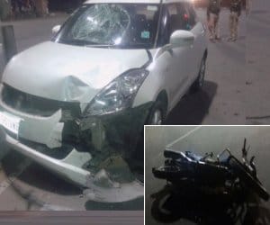 accident in chandigarh, collision between car and bike 
