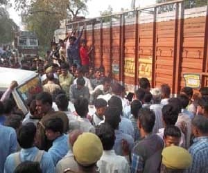 Angry people blocked the highway to
