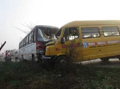 School and roadways bus collided, three injured