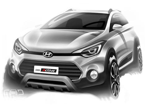 Hyundai Reveals Sketches of 'Already Spied i20 Active'; Indian Debut in March