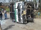 Uncontrollable fired just over the canal bridge , two dozen injured passengers