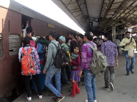 Crowded trains and buses