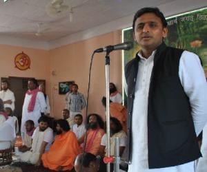 Akhilesh Yadav in Varanasi.