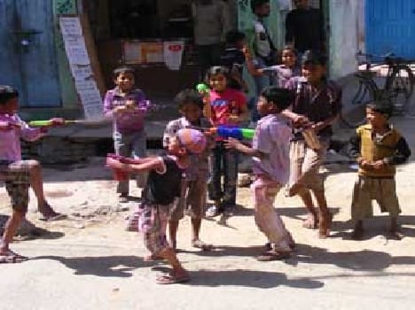Holi colored young-children