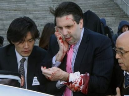 attack on american envoy in south korea.