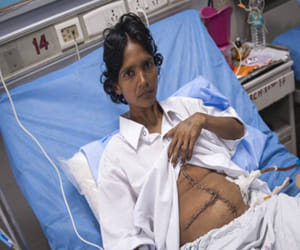 woman has four year old tumour in abdomen