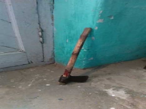 After beating with sticks ax murder of elderly